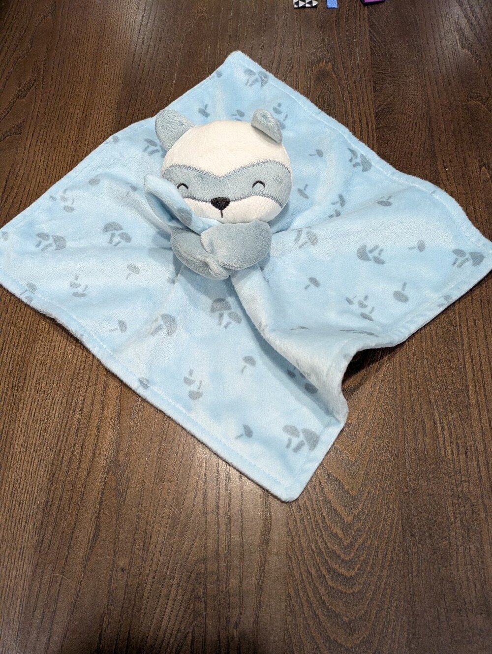 Gerber. Plush Blue Fox Or Raccoon  Baby Lovey Security Blanket. Velvety Touch
